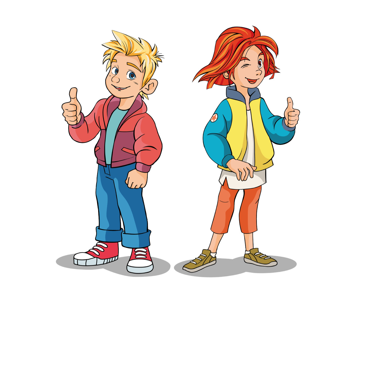 Kiana und Flint halten den Daumen hoch