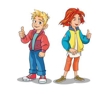 Kiana und Flint heben den Daumen hoch