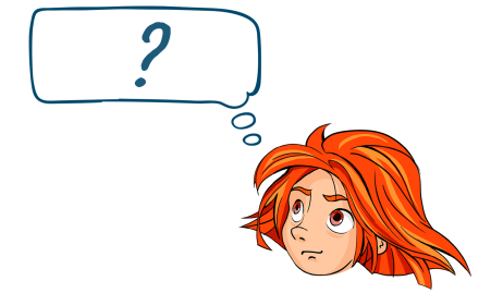 Illustration Kiana mit Fragezeichen